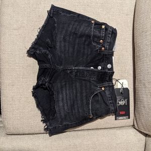 Levi's 501 High Waist black cut off shorts